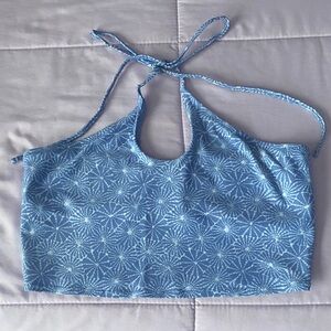 Aerie Real Good Blue Floral Bandeau Bikini Swim Top